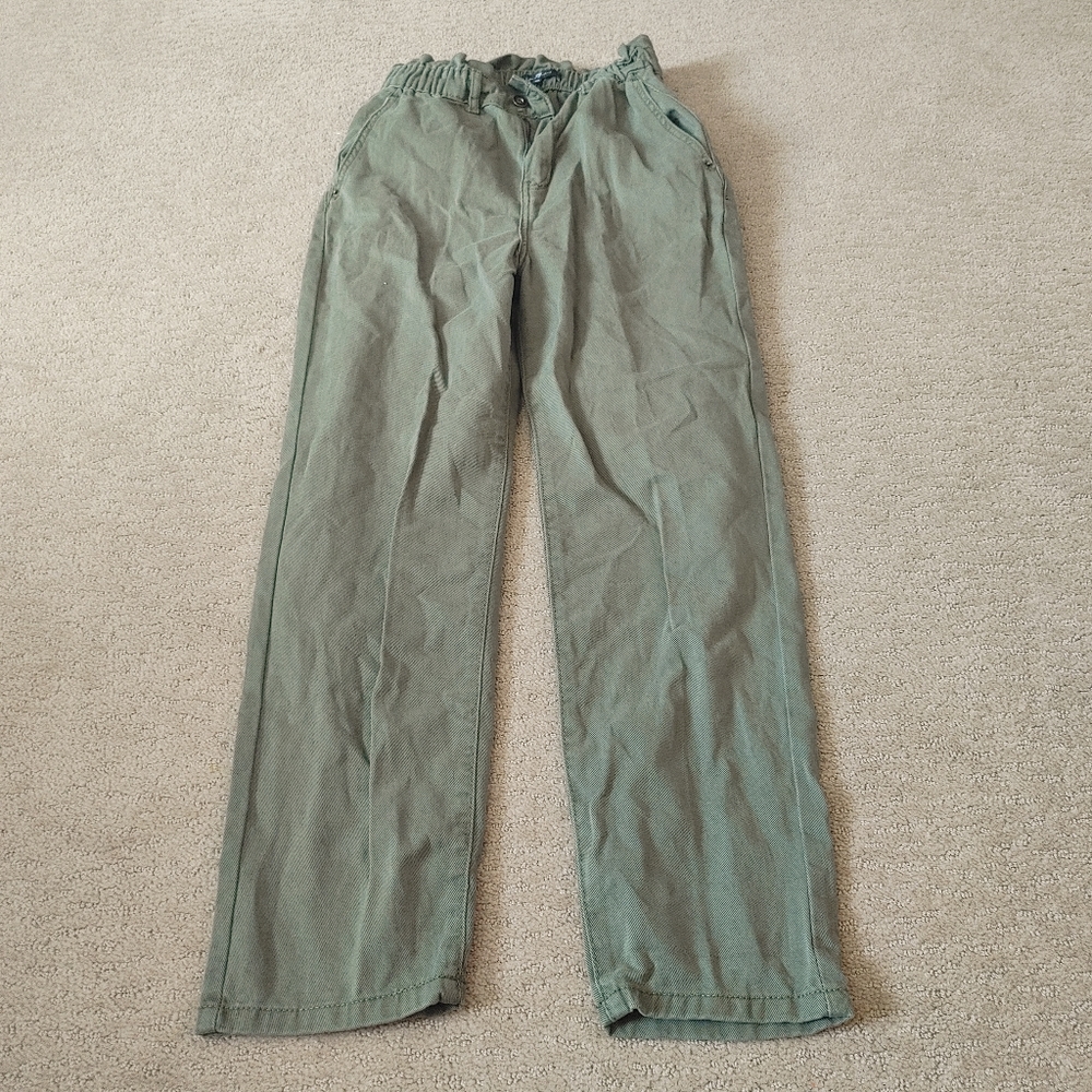 7 For All Mankind Olive Green Paperbag Mom Jeans